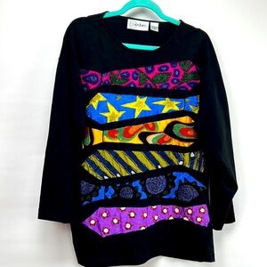 Cedars blouse Size large with beautiful  beads design in the front of the blouse